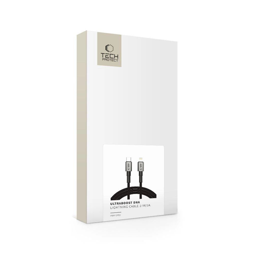 Tech-Protect Ultraboost DNA USB-C / Lightning PD27W/3A kabel 200 cm - grå