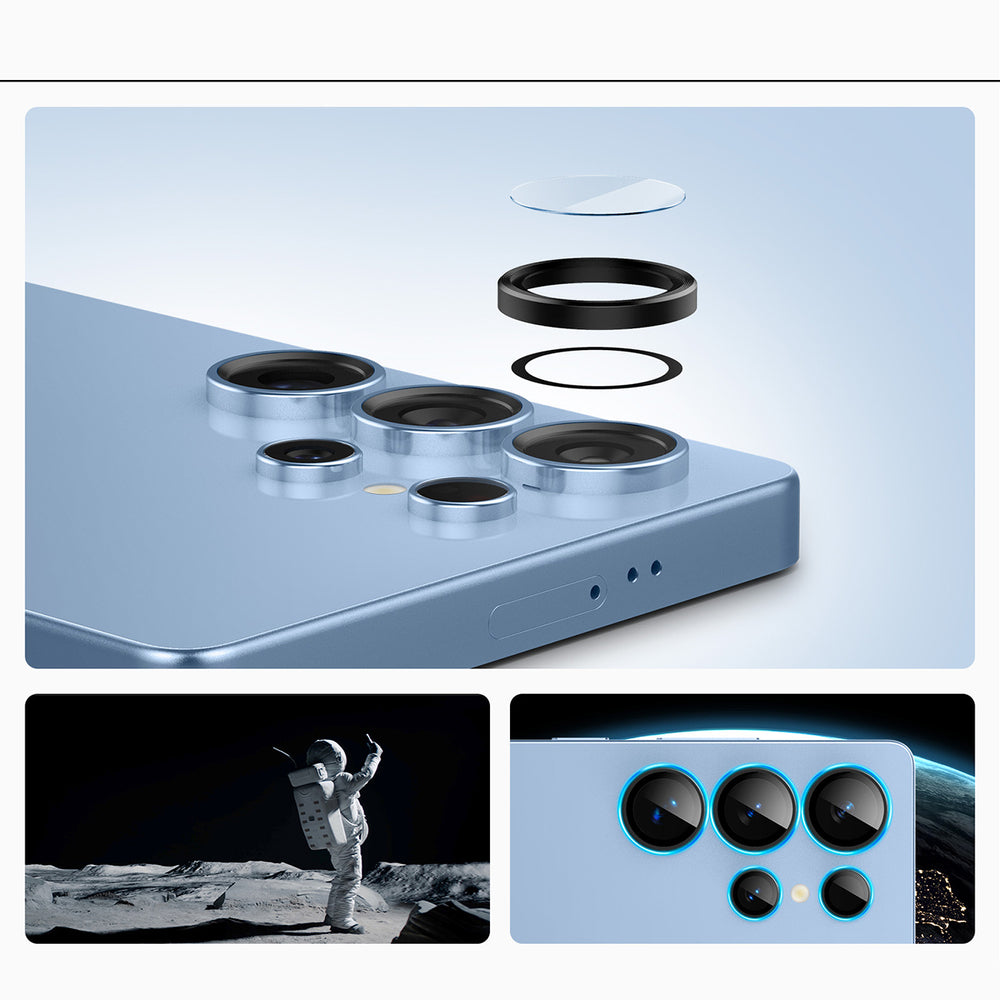 Spigen Optik Pro GLAS.TR EZ FIT 2-pack Camera Cover til Samsung Galaxy S25 Ultra - sort