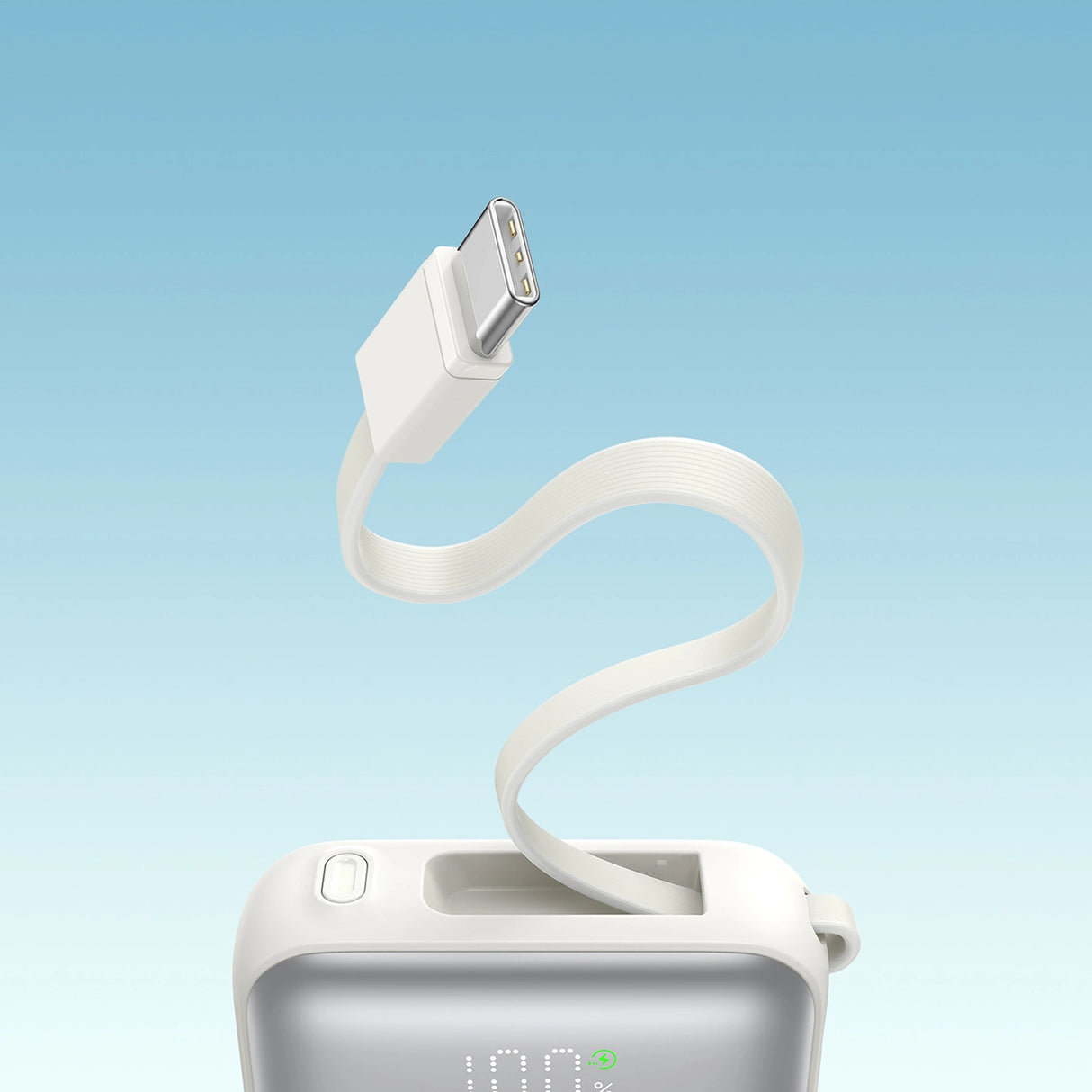 Joyroom JR-PBF27 10000mAh 22.5W Powerbank med indbygget USB-C og Lightning-kabler - hvid