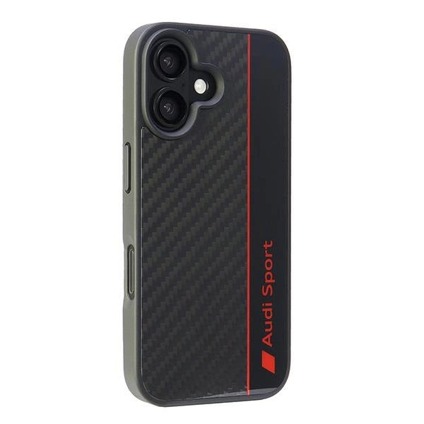Audi Carbon Fiber Stripe Case til iPhone 16 6.1" - sort