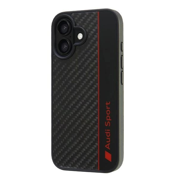 Audi Carbon Fiber Stripe Case til iPhone 16 6.1" - sort