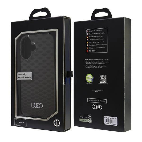 Audi IML Stitching Pattern MagSafe iPhone 16 6.1" sort/sort hardcase AU-IMLMIP16-Q5/D3-BK