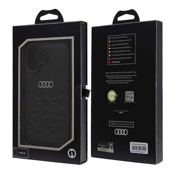 Audi syntetisk læder iPhone 16 6.1" sort/sort hardcase AU-TPUPCIP16-GT/D2-BK