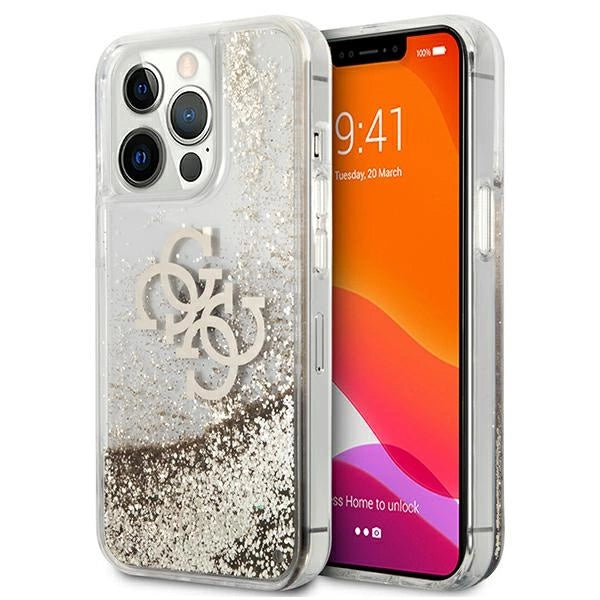 Guess 4G Big Liquid Glitter Case til iPhone 13 Pro Max 6.7" - guld