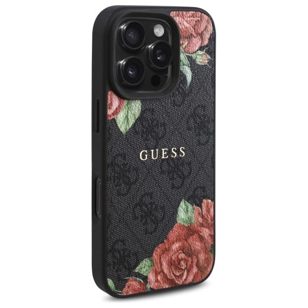 Guess GUHMP16LP4ROPEMCK iPhone 16 Pro 6.3" sort/sort hardcase 4G Flowers Print MagSafe