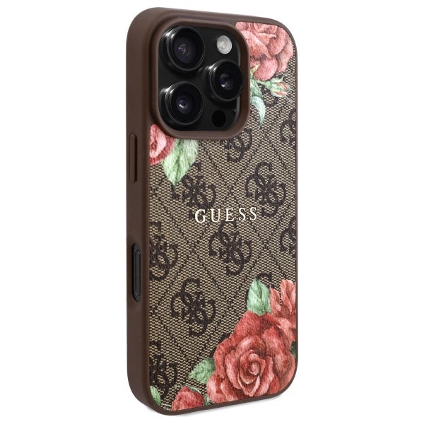 Guess GUHMP16LP4ROPEMCW iPhone 16 Pro 6.3" brun/brun hardcase 4G blomster Print MagSafe