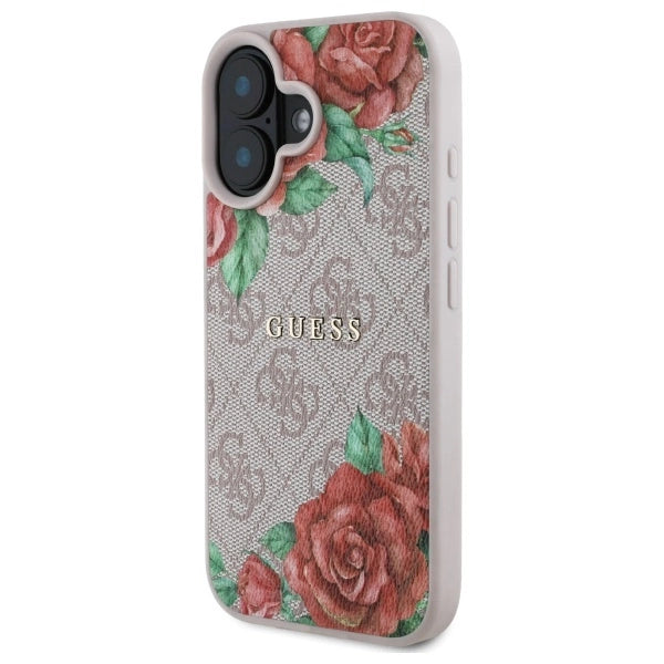 Guess GUHMP16SP4ROPEMCP iPhone 16 6.1" pink/pink hardcase 4G Flowers Print MagSafe