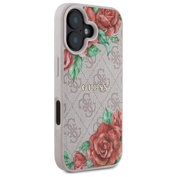 Guess GUHMP16SP4ROPEMCP iPhone 16 6.1" pink/pink hardcase 4G Flowers Print MagSafe