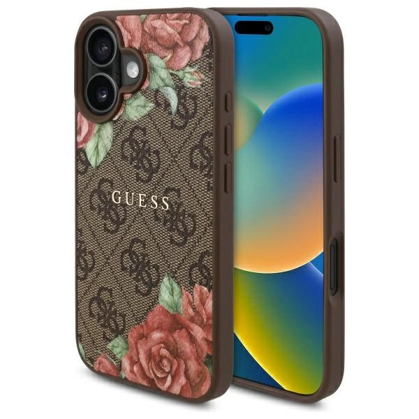 Guess GUHMP16SP4ROPEMCW iPhone 16 6.1" brun/brun hardcase 4G Flowers Print MagSafe