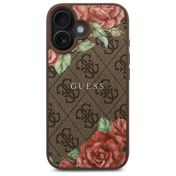 Guess GUHMP16SP4ROPEMCW iPhone 16 6.1" brun/brun hardcase 4G Flowers Print MagSafe