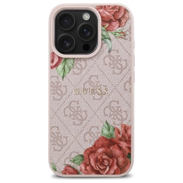 Guess GUHMP16XP4ROPEMCP iPhone 16 Pro Max 6.9" pink/pink hardcase 4G Flowers Print MagSafe