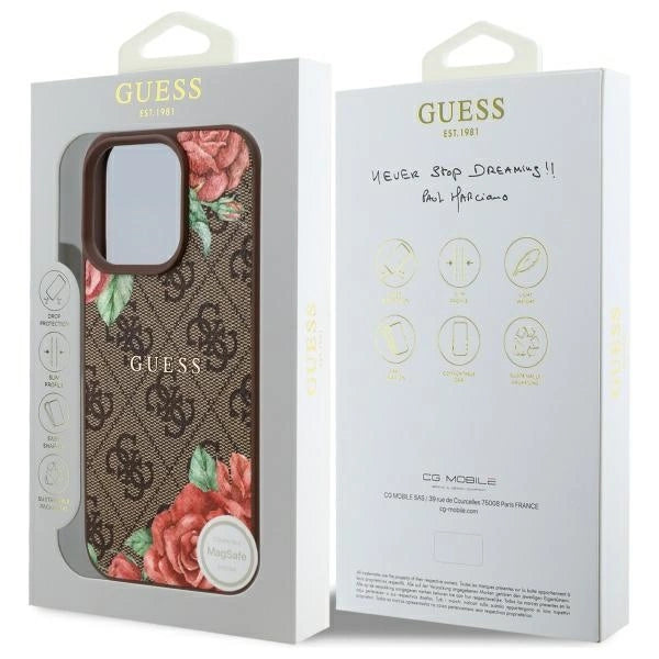 Guess GUHMP16XP4ROPEMCW iPhone 16 Pro Max 6.9" brun/brun hardcase 4G blomster Print MagSafe