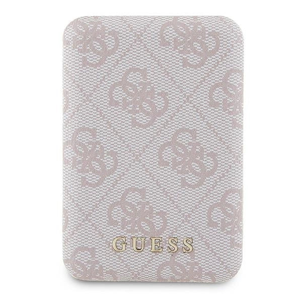 Guess Powerbank induktiv 15W GUPB5FP4EMGP 5000mAh pink/pink 4G Læder Metal Logo MagSafe