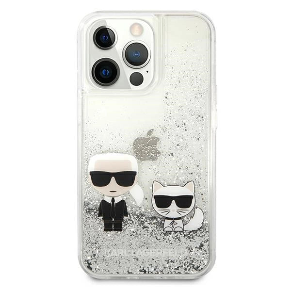 Karl Lagerfeld Liquid Glitter Karl&Choupette case for iPhone 13 Pro / 13 6.1" - silver