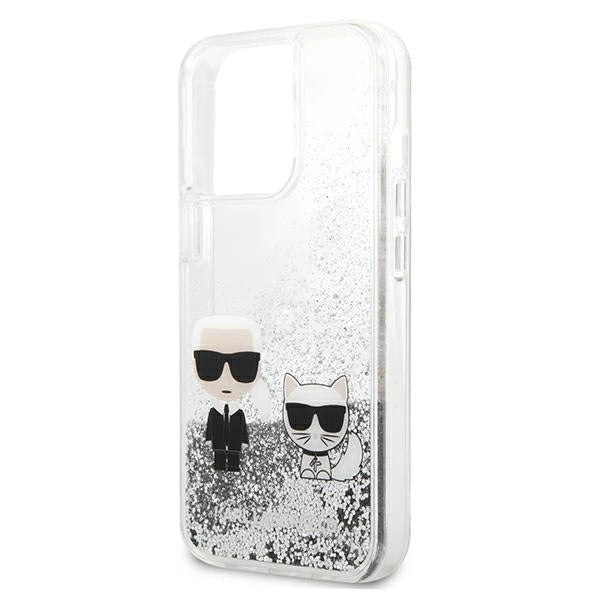 Karl Lagerfeld Liquid Glitter Karl&Choupette case for iPhone 13 Pro / 13 6.1" - silver