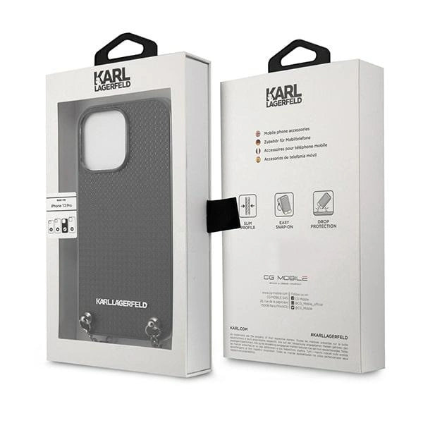 Karl Lagerfeld Monogram Plaque Case for iPhone 13 Pro / 13 6.1" - Blackx