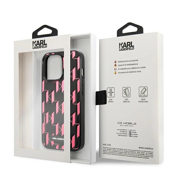 Karl Lagerfeld Monogram Plaque iPhone 13 Pro Max 6.7" Case - Pink