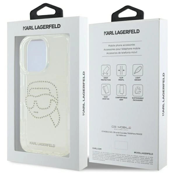 Karl Lagerfeld KLHCP16XHKHDCELT iPhone 16 Pro Max 6.9" transparent hardcase IML Rhinestones Karl Head