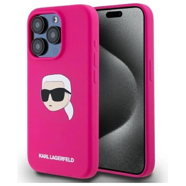 Karl Lagerfeld KLHMP15LSKHPPPLF iPhone 15 Pro 6.1" fuchsia/fuschia hardcase Silicone Karl Head Print MagSafe