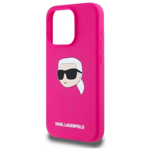 Karl Lagerfeld KLHMP15LSKHPPPLF iPhone 15 Pro 6.1" fuchsia/fuschia hardcase Silicone Karl Head Print MagSafe