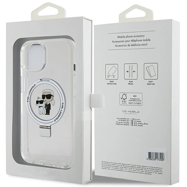 Karl Lagerfeld KLHMP15MHMRSKCH iPhone 15 Plus / 14 Plus 6.7" white/white hardcase Ring Stand Karl&Choupette MagSafe
