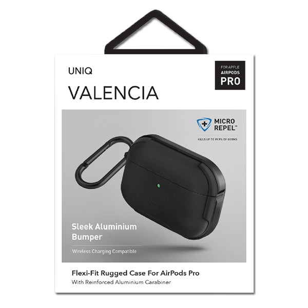 Uniq Valencia AirPods Pro Case Black/Midnight Black Antimikrobiel