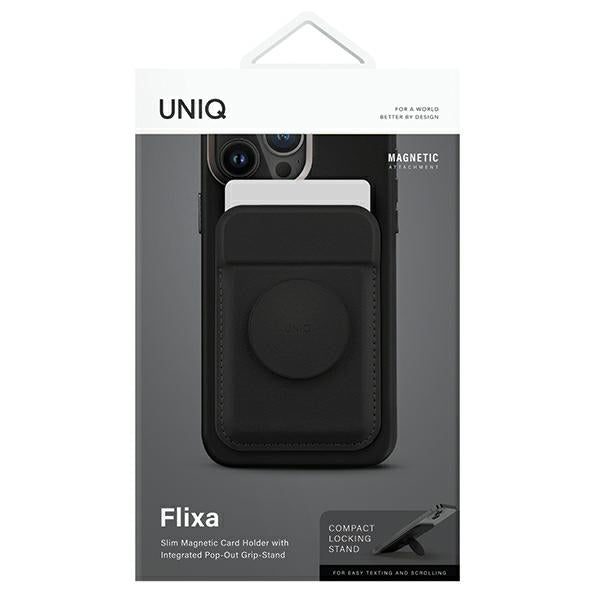 Uniq Flixa Magnetic Card Wallet med Stand Black/Jet Black MagSafe