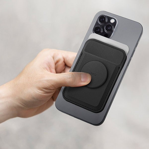 Uniq Flixa Magnetic Card Wallet med Stand Black/Jet Black MagSafe