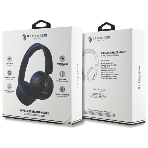 US Polo Bluetooth On-Ear Headphones USHPV6PCOV Navy DH Farve Logo