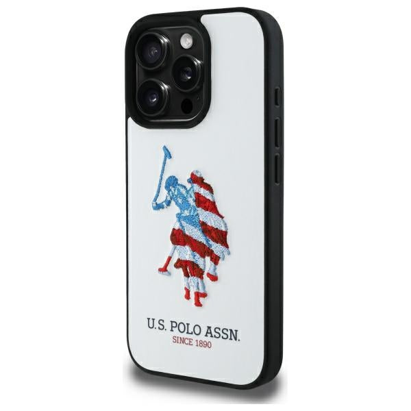 US Polo USHCP15XPUSH iPhone 15 Pro Max 6.7" hvid/hvid læder Big DH amerikansk flag