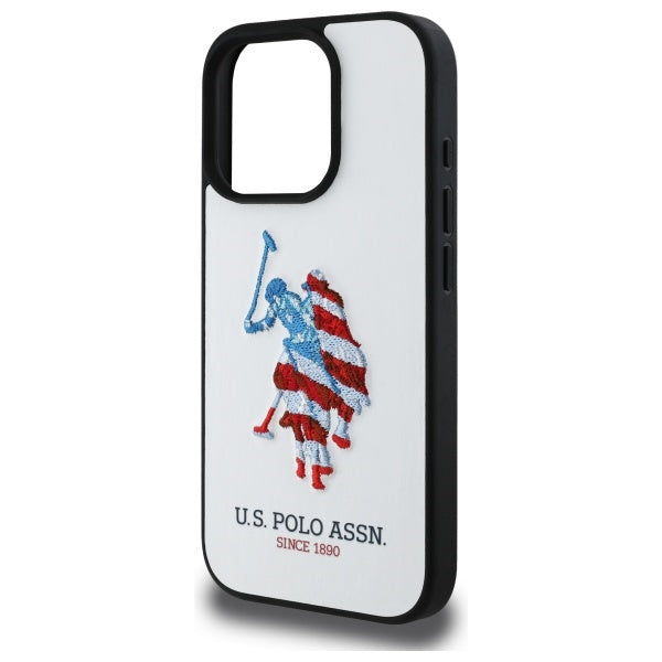 US Polo USHCP15XPUSH iPhone 15 Pro Max 6.7" hvid/hvid læder Big DH amerikansk flag