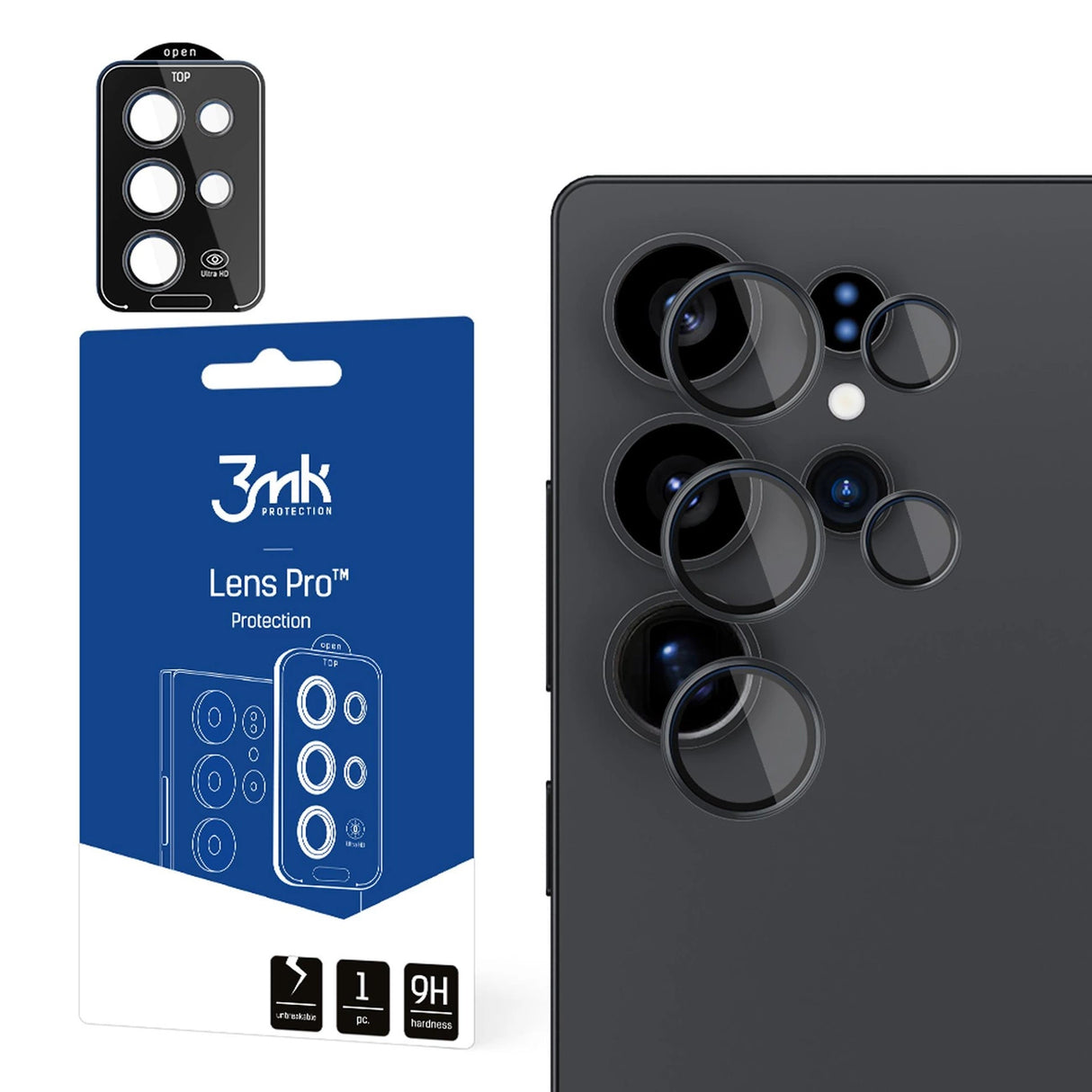 3mk Lens Protection Pro Black Camera Lens Glass til Samsung Galaxy S25 Ultra