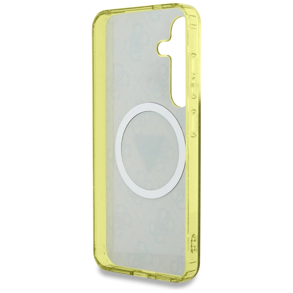 Guess 4G Glitter Triangle Buttons MagSafe Case til Samsung Galaxy S25 Brunt