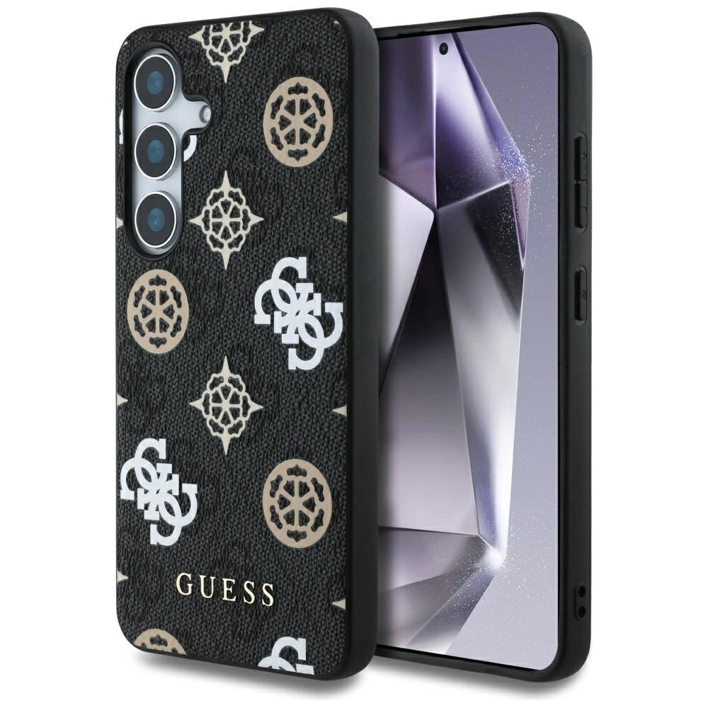 Guess 4G Printed Colored Peony Pattern MagSafe case til Samsung Galaxy S25 sort