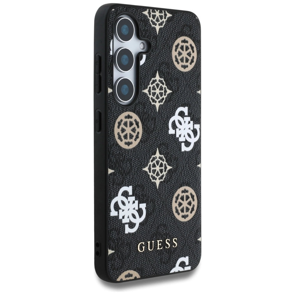 Guess 4G Printed Colored Peony Pattern MagSafe case til Samsung Galaxy S25 sort