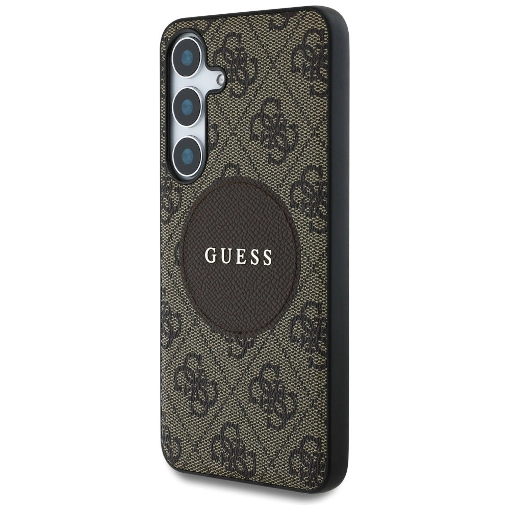 Guess 4G Round Patch Classic Logo MagSafe Case til Samsung Galaxy S25 Brunt