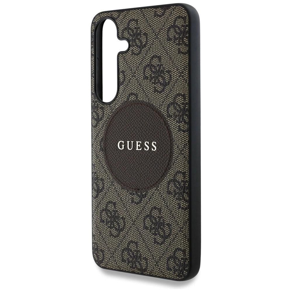 Guess 4G Round Patch Classic Logo MagSafe Case til Samsung Galaxy S25 Brunt