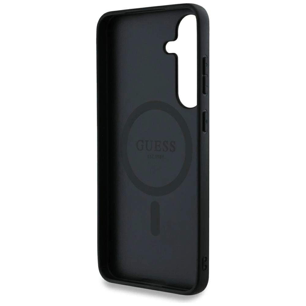 Guess 4G Round Patch Classic Logo MagSafe Case til Samsung Galaxy S25 Brunt