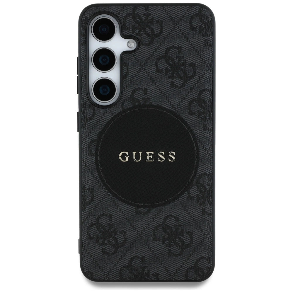 Guess 4G Round Patch Classic Logo MagSafe-hylster til Samsung Galaxy S25 Plus sort