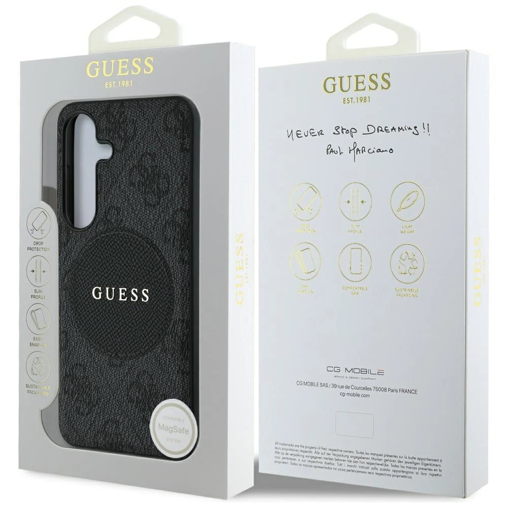 Guess 4G Round Patch Classic Logo MagSafe-hylster til Samsung Galaxy S25 Plus sort
