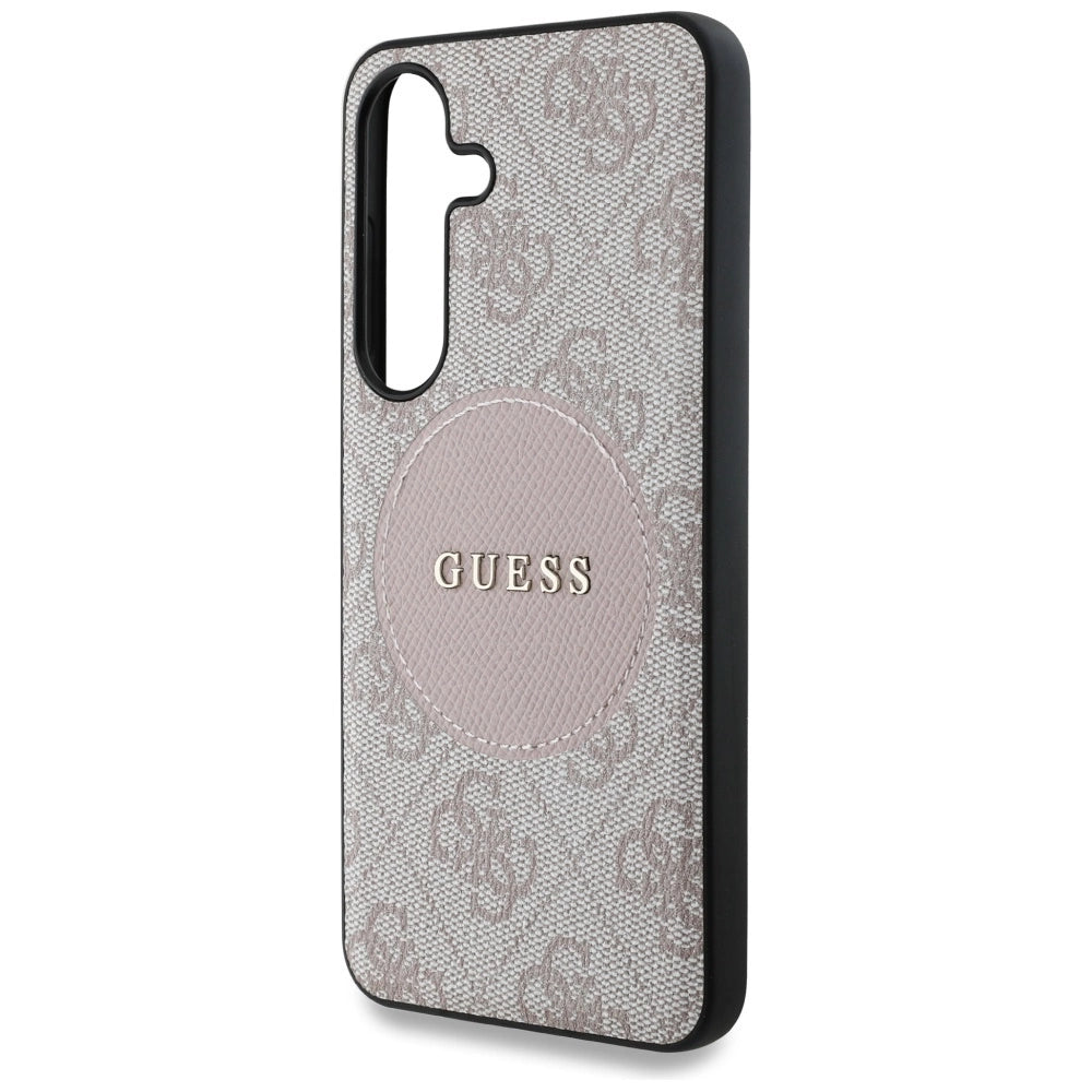 Guess 4G Round Patch Classic Logo MagSafe Case til Samsung Galaxy S25 Plus Pink