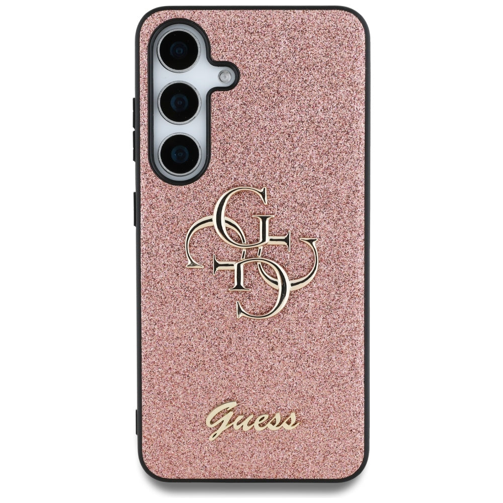 Guess Fixed Glitter Big 4G Metal Logo Case til Samsung Galaxy S25 Pink