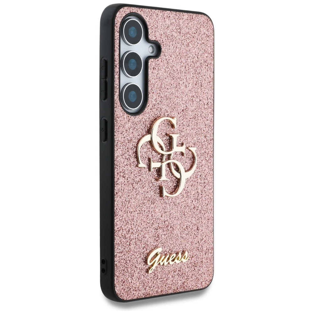 Guess Fixed Glitter Big 4G Metal Logo Case til Samsung Galaxy S25 Pink