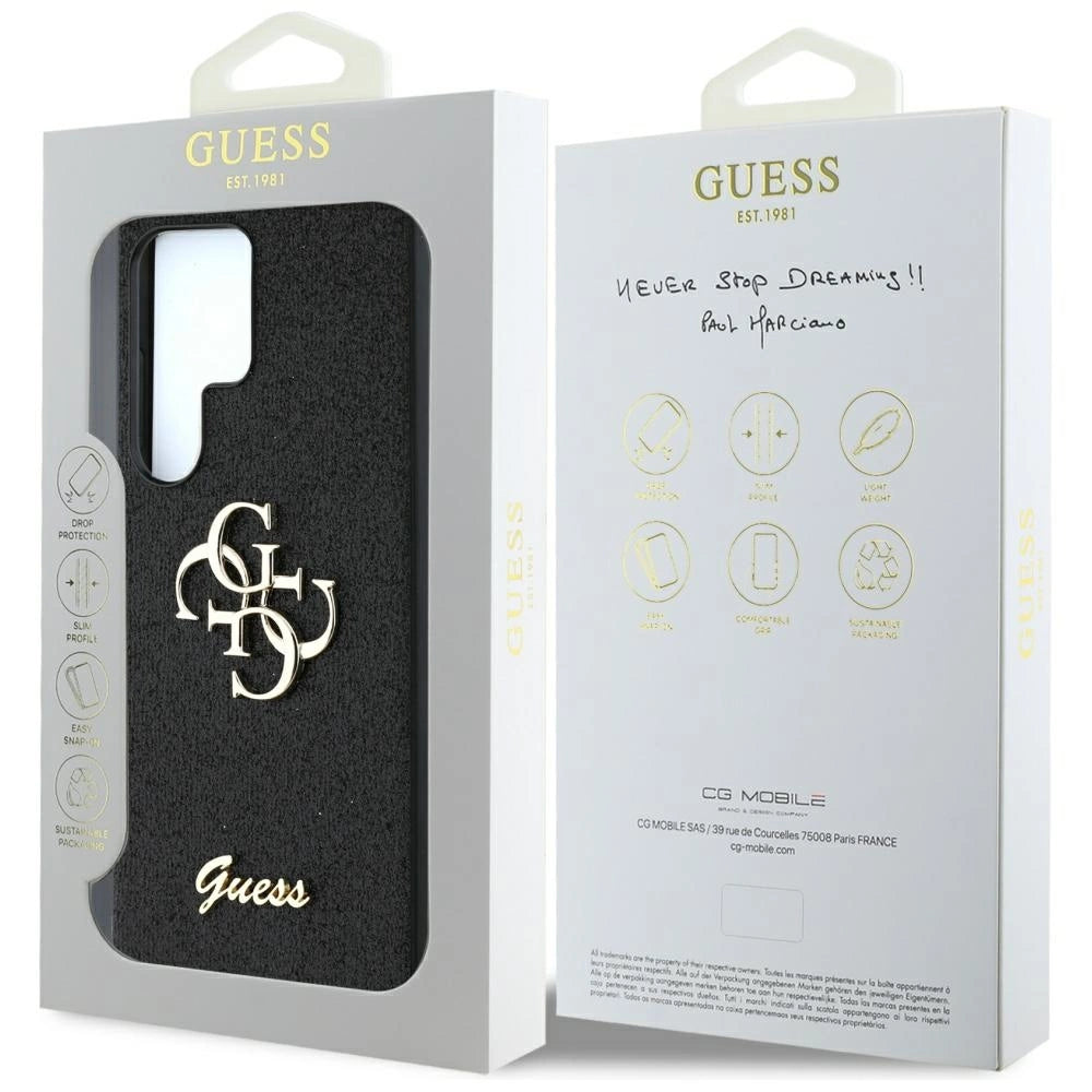 Guess Fixed Glitter Big 4G Metal Logo case til Samsung Galaxy S25 Ultra sort