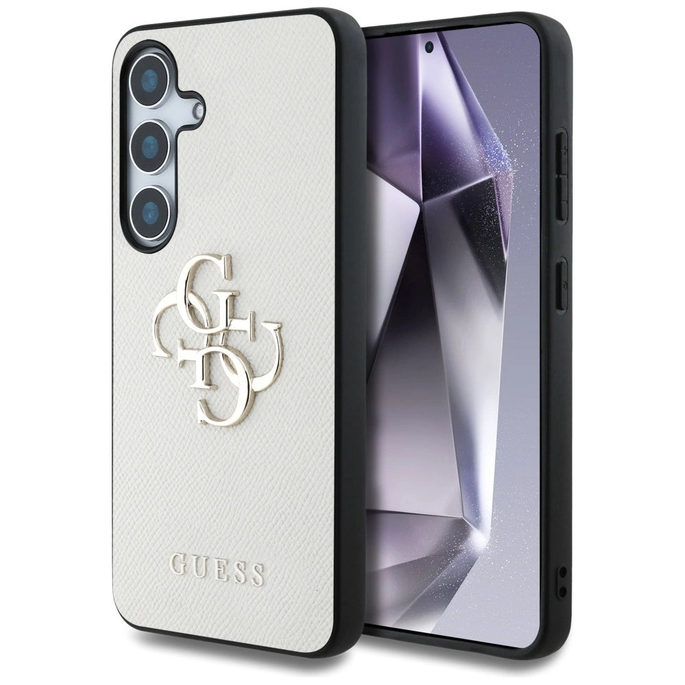 Guess Grained Big 4G Logo Small Classic Logo case til Samsung Galaxy S25 beige