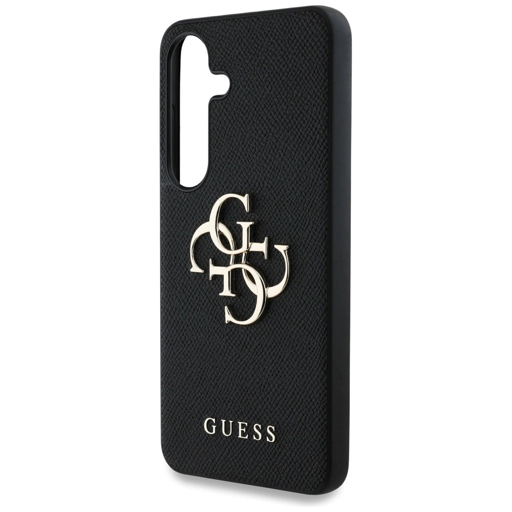 Guess Grained Big 4G Logo Small Classic Logo case til Samsung Galaxy S25 sort