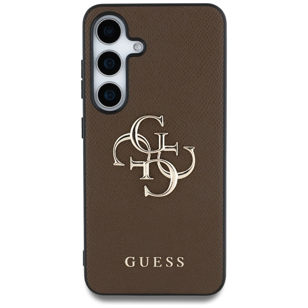 Guess Grained Big 4G Logo Small Classic Logo case til Samsung Galaxy S25 Plus brun