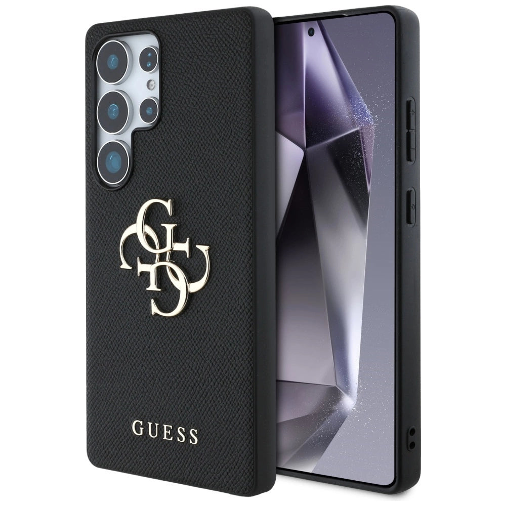 Guess Grained Big 4G Logo Small Classic Logo case til Samsung Galaxy S25 Ultra sort