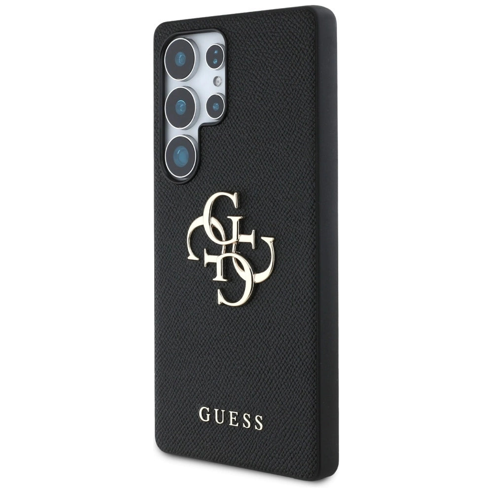 Guess Grained Big 4G Logo Small Classic Logo case til Samsung Galaxy S25 Ultra sort