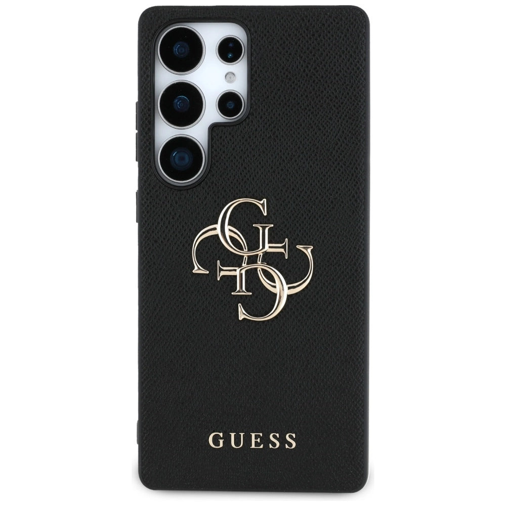 Guess Grained Big 4G Logo Small Classic Logo case til Samsung Galaxy S25 Ultra sort